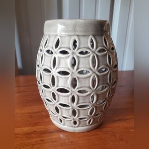 Pale sage/olive green ceramic candle holder - nice pre-owned condition